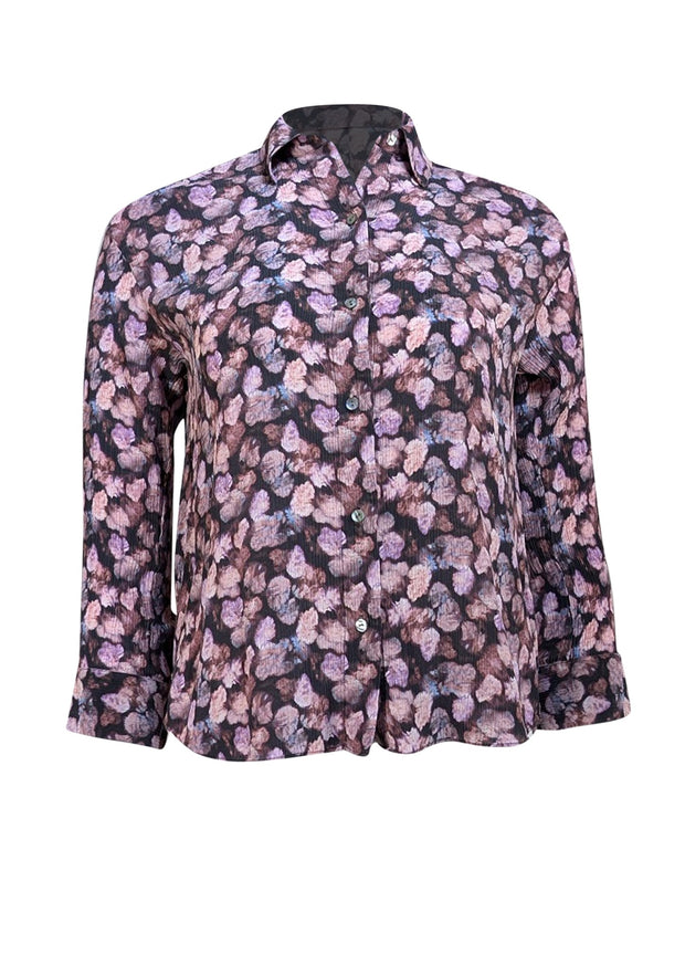 Vince - Black & Purple Abstract Floral Button Down Shirt Sz XXS