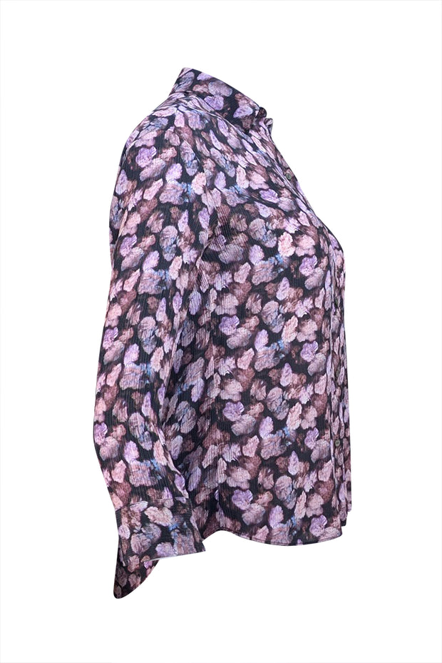 Vince - Black & Purple Abstract Floral Button Down Shirt Sz XXS