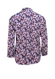 Vince - Black & Purple Abstract Floral Button Down Shirt Sz XXS