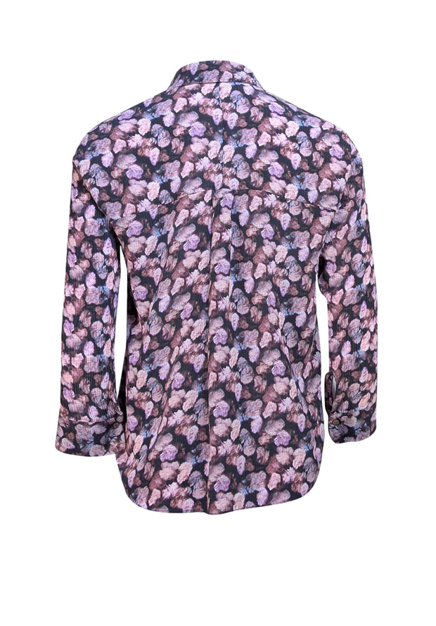 Vince - Black & Purple Abstract Floral Button Down Shirt Sz XXS