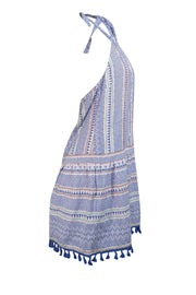 Saylor - Blue & White Print Halter Dress Sz M
