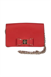 Kate Spade - Red Pebbled Leather Bow Turn Lock Crossbody Bag - Current Boutique