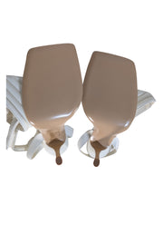 Gia Borghni - Ivory Leather Square Toe Thong Strappy Sandal Heels Sz 9.5 - Current Boutique