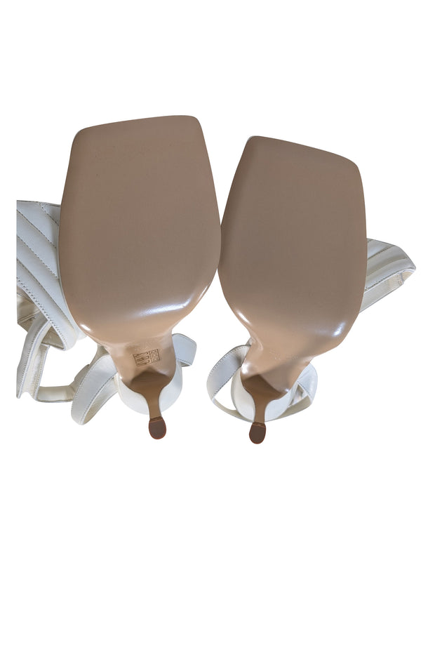 Gia Borghni - Ivory Leather Square Toe Thong Strappy Sandal Heels Sz 9.5 - Current Boutique