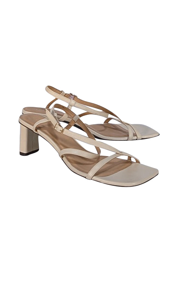 Frame - Cream Leather Strappy Block Sandal Heels Sz 9.5