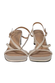 Frame - Cream Leather Strappy Block Sandal Heels Sz 9.5
