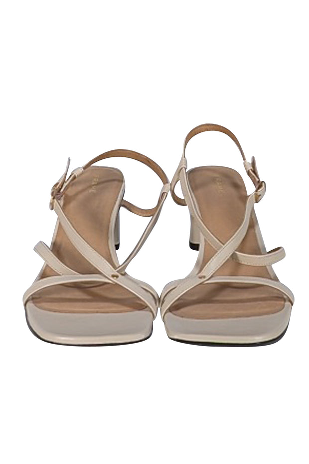 Frame - Cream Leather Strappy Block Sandal Heels Sz 9.5