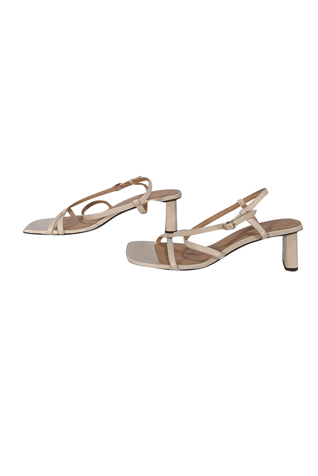 Frame - Cream Leather Strappy Block Sandal Heels Sz 9.5
