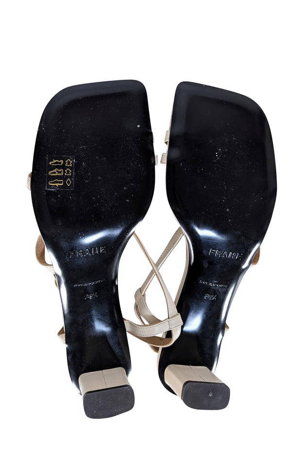 Frame - Cream Leather Strappy Block Sandal Heels Sz 9.5