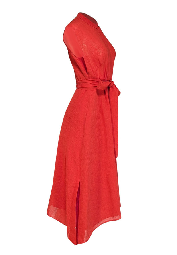 Cefinn - Red Sleeveless Button Front Sleeveless Dress Sz 4 - Current Boutique