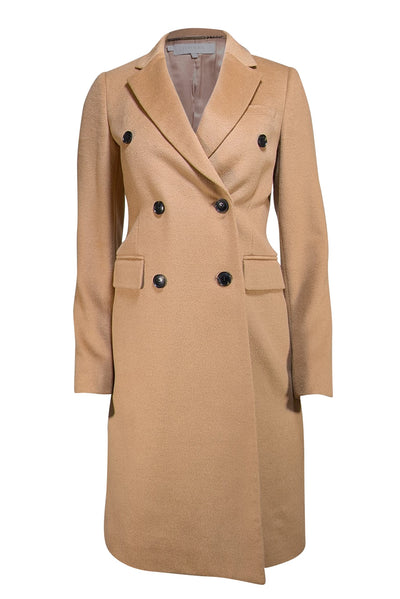 Hobbs - Tan Wool Double Breasted Peacoat Sz 4 - Current Boutique