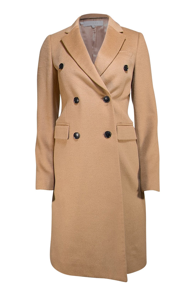 Hobbs - Tan Wool Double Breasted Peacoat Sz 4 - Current Boutique