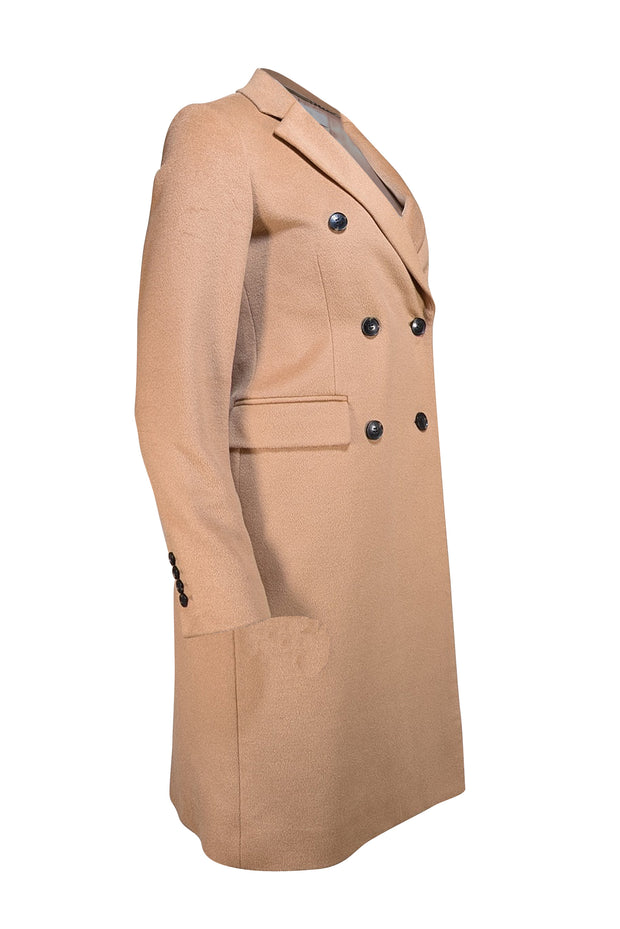 Hobbs - Tan Wool Double Breasted Peacoat Sz 4 - Current Boutique