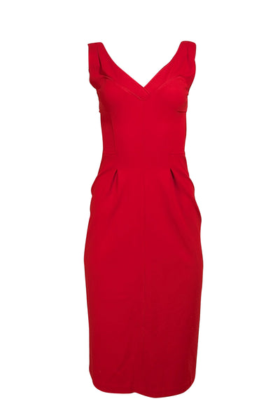 Diane von Furstenberg - Red Sleeveless V-neckline Dress Sz 2