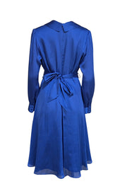 Hobbs - Blue Textured "Sally" Faux Wrap Dress Sz 10 - Current Boutique
