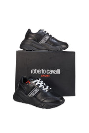 Roberto Cavalli - Black Logo Detail Lace Up Sneakers Sz 6 - Current Boutique