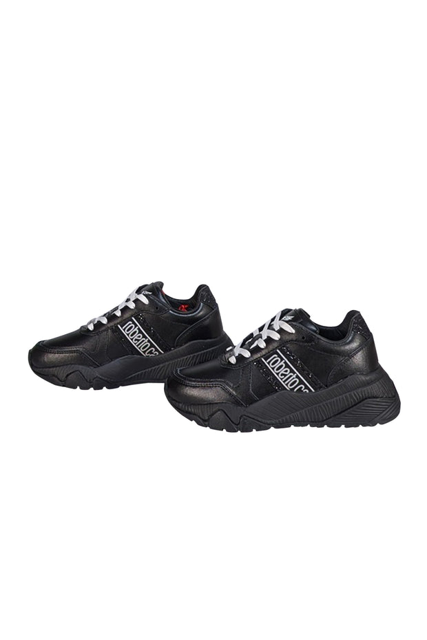 Roberto Cavalli - Black Logo Detail Lace Up Sneakers Sz 6 - Current Boutique