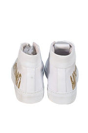 Moschino - White Canvas High Top Sneakers w/ Gold Lettering Sz 7 - Current Boutique
