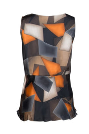Armani Collezioni - Brown, Grey, Green, & Orange Print Tank Blouse Sz 10 - Current Boutique
