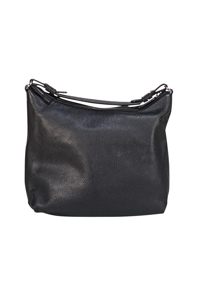Armani Collezioni - Black Pebbled Leather Shoulder Bag - Current Boutique
