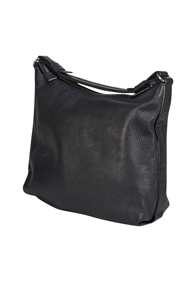 Armani Collezioni - Black Pebbled Leather Shoulder Bag - Current Boutique