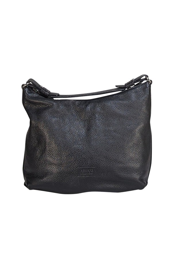 Armani Collezioni - Black Pebbled Leather Shoulder Bag - Current Boutique