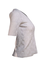 Giorgio Armani - Light Grey Patterned Cashmere Sweater Sz 8 - Current Boutique