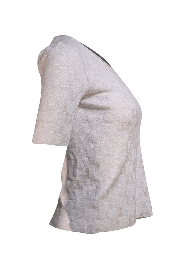 Giorgio Armani - Light Grey Patterned Cashmere Sweater Sz 8 - Current Boutique