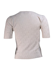Giorgio Armani - Light Grey Patterned Cashmere Sweater Sz 8 - Current Boutique
