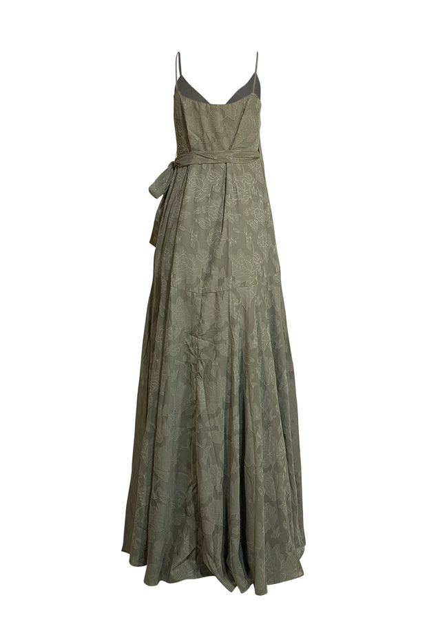 Hutch - Sage Green Floral Wrap Maxi Dress Sz L - Current Boutique