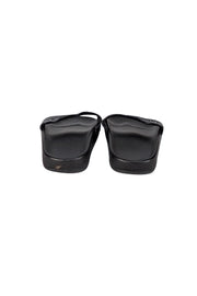 Balenciaga - Black Leather Upper Logo Slide Sandals Sz 6 - Current Boutique