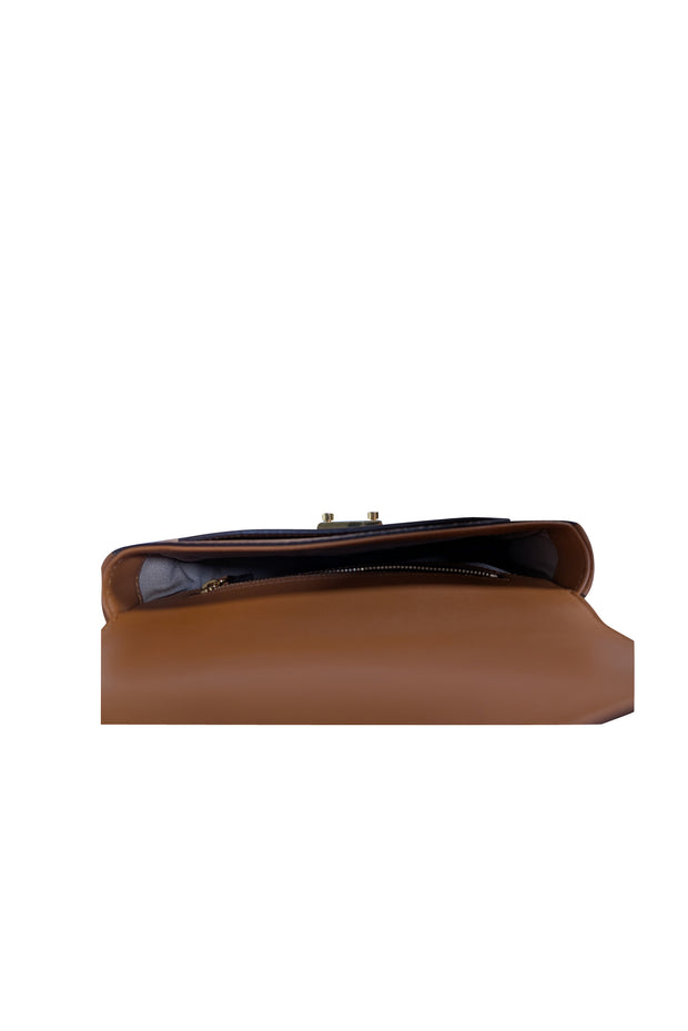MCM - Tan & Black Monogram Mille Viestos Small Crossbody Bag - Current Boutique