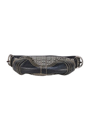 Coach - Black & Grey Monogram Shoulder Bag w/ Leather Trim - Current Boutique