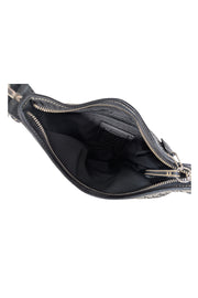 Coach - Black & Grey Monogram Shoulder Bag w/ Leather Trim - Current Boutique
