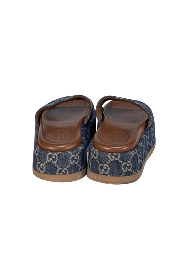 Gucci Denim Logo Slide Sandal Sz 7 - Current Boutique