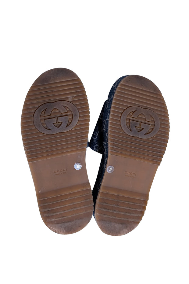 Gucci Denim Logo Slide Sandal Sz 7 - Current Boutique
