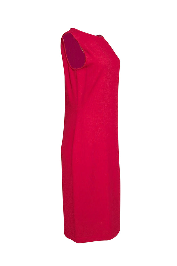 St. John - Hot Pink Knit Sleeveless Sheath Dress Sz 8 - Current Boutique