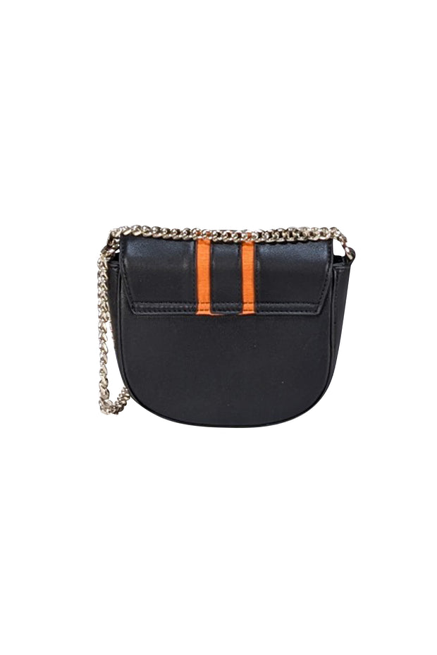 Versace Jeans Couture - Black Faux Leather & Orange Trim Crossbody Bag - Current Boutique