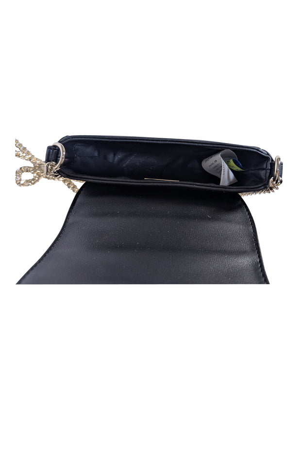 Versace Jeans Couture - Black Faux Leather & Orange Trim Crossbody Bag - Current Boutique