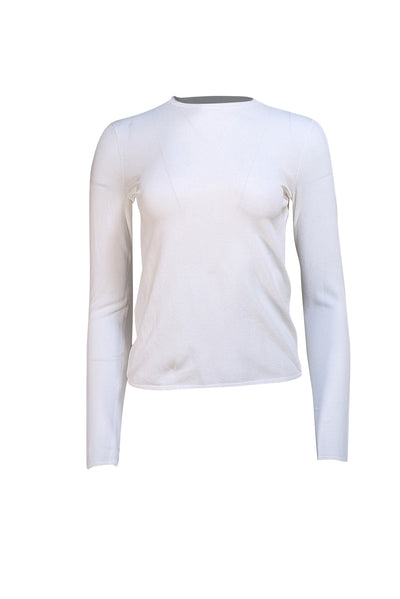 Vince - White Stretch Long Sleeve Top Sz XS - Current Boutique