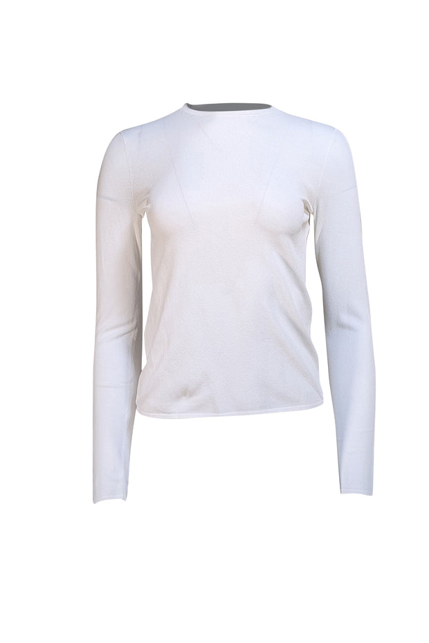 Vince - White Stretch Long Sleeve Top Sz XS - Current Boutique