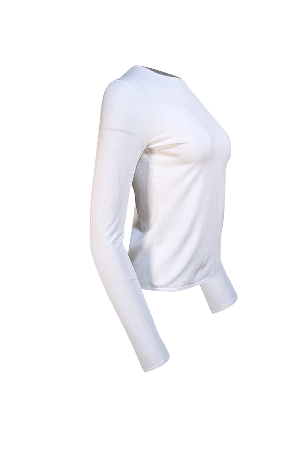 Vince - White Stretch Long Sleeve Top Sz XS - Current Boutique