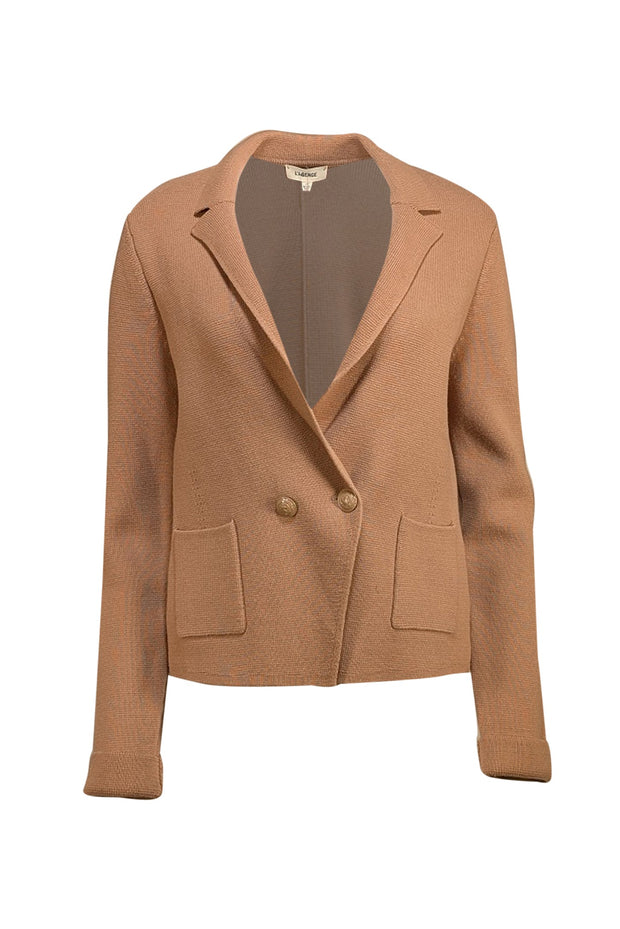 L'Agence - Light Tan Knit Blazer Sz L - Current Boutique