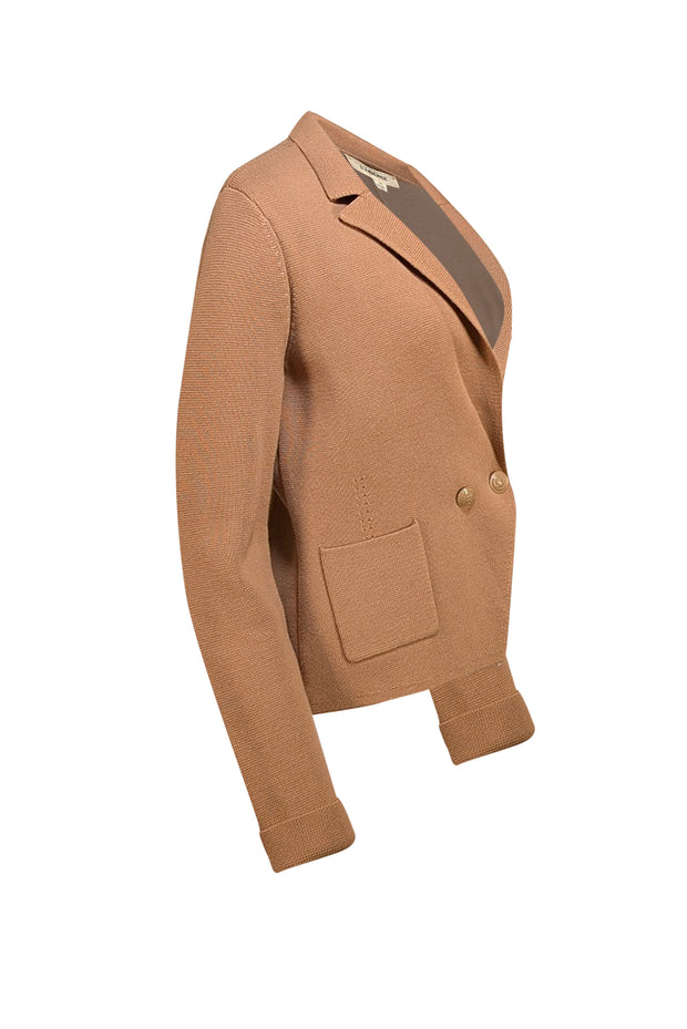 L'Agence - Light Tan Knit Blazer Sz L - Current Boutique