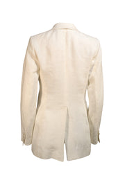 Theory - Off-White Linen Double Breasted Shawl Collar Blazer Sz 8 - Current Boutique