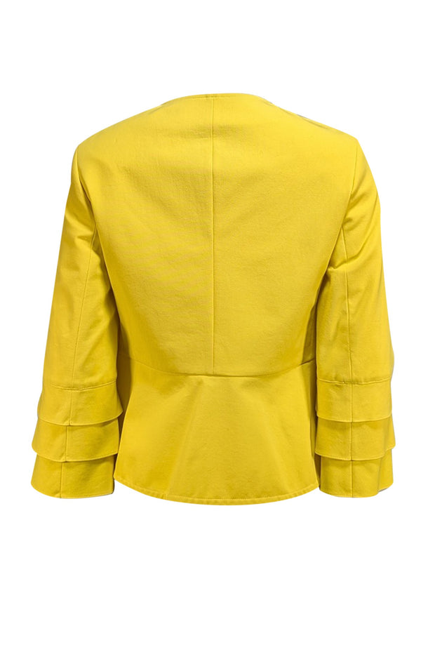 Akris Punto - Yellow Collarless Tiered Sleeves Zipper Front Jacket Sz 8 - Current Boutique