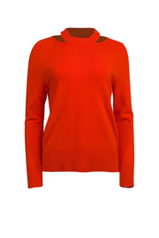 Akris Punto - Red Orange Cut Out Detail Sweater Sz 4 - Current Boutique