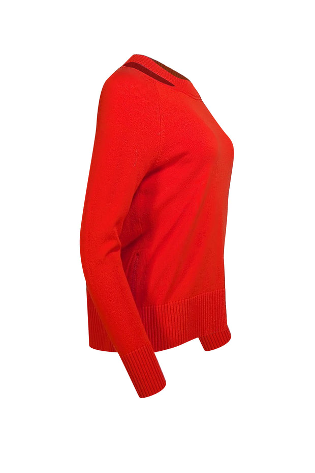 Akris Punto - Red Orange Cut Out Detail Sweater Sz 4 - Current Boutique
