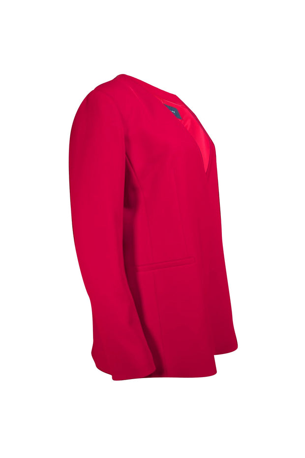 Lafayette 148 - Red Collarless Open Front Blazer Sz 10 - Current Boutique