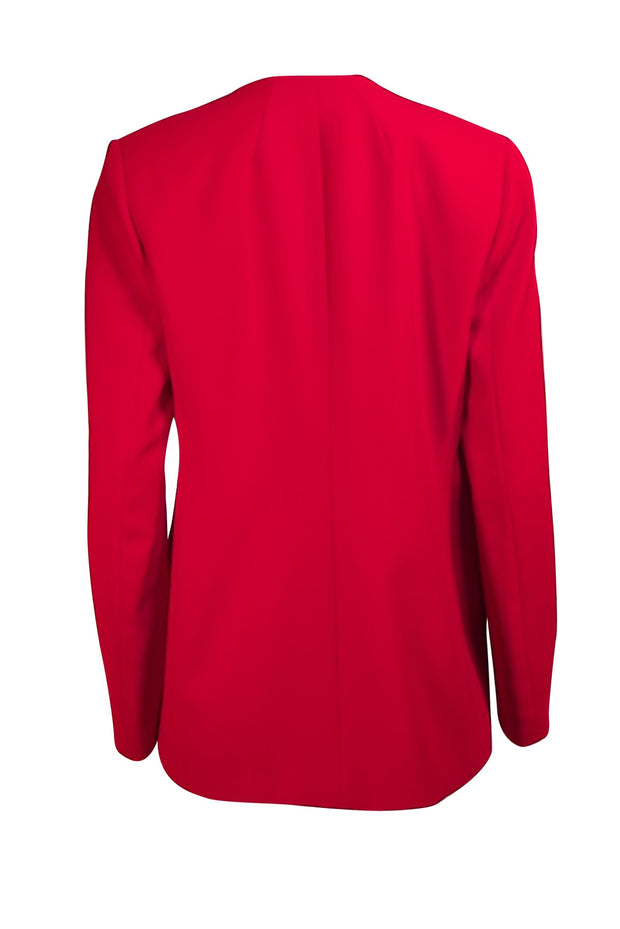 Lafayette 148 - Red Collarless Open Front Blazer Sz 10 - Current Boutique